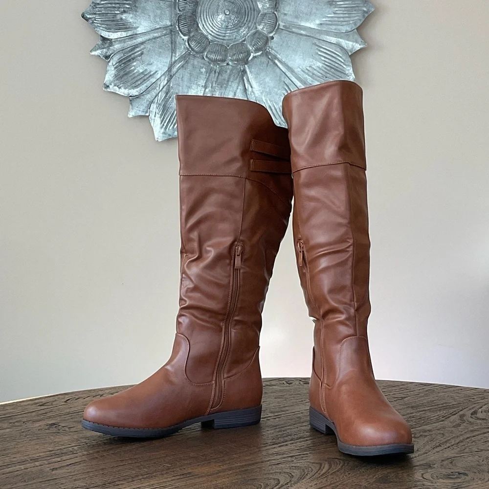 Journee Collection Brown Over the Knee Boots